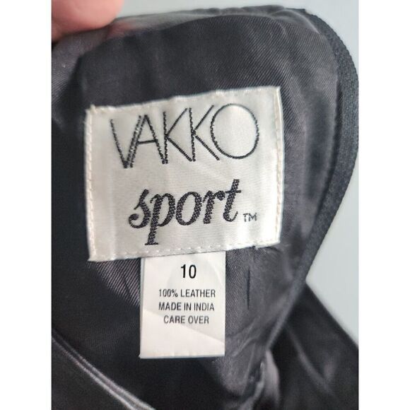Vakko Sport Women Black 100% Leather A-Line Straight Knee Length Skirt size 10 - Picture 7 of 8